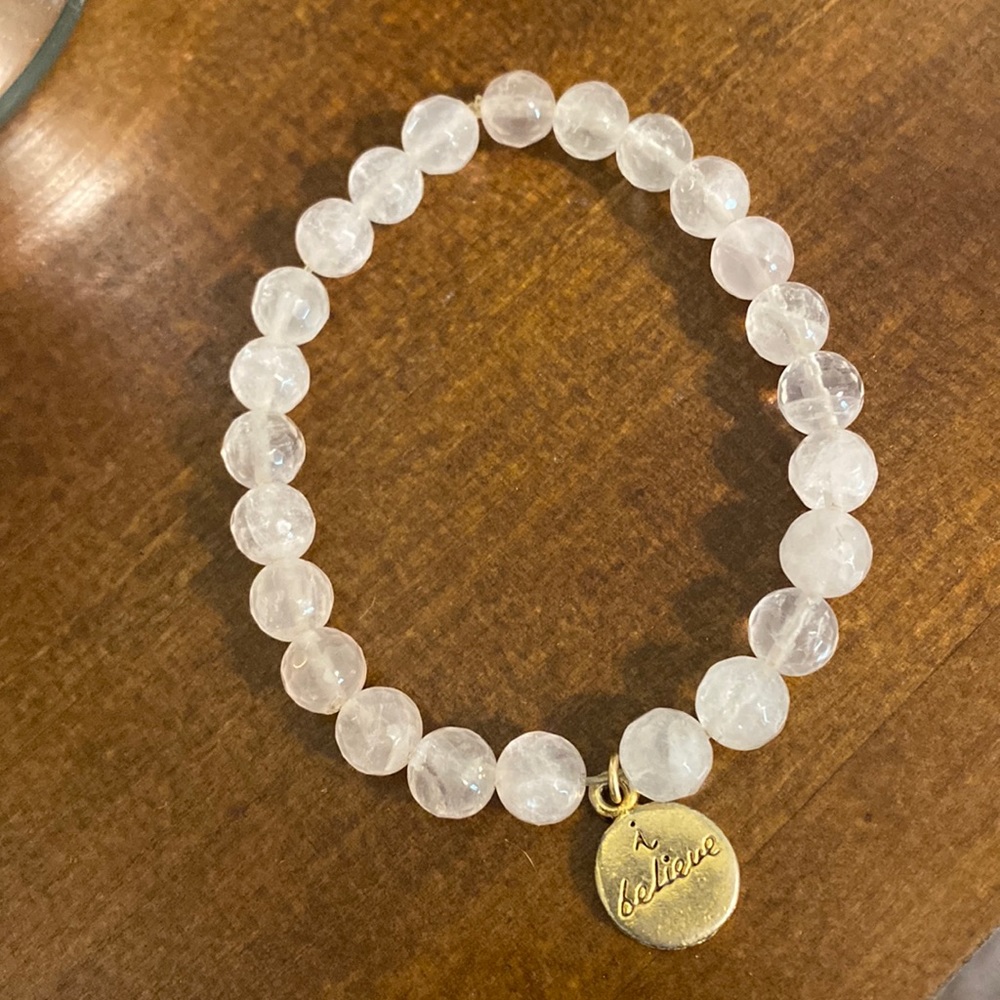 Rose quartz faceted beaded bracelet